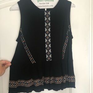 Chloe K Black Embroidered Tank